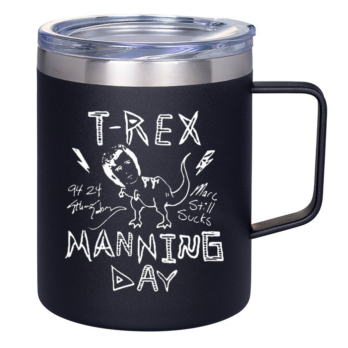 T Rex Manning Day Retro 90s 12oz Stainless Steel Coffee Mug