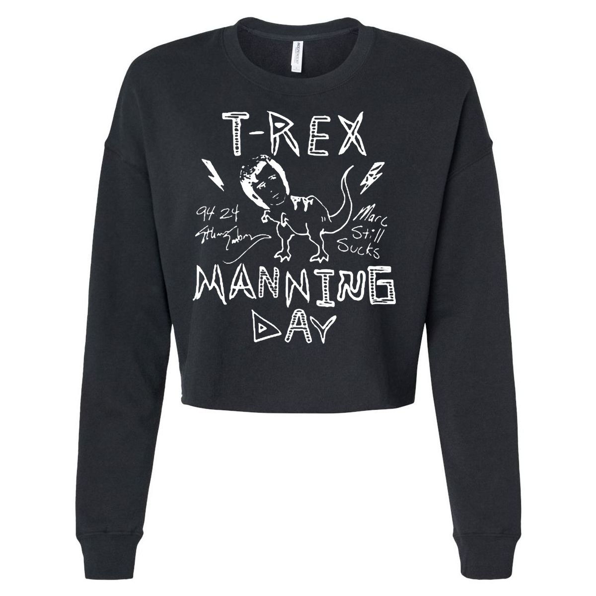 T Rex Manning Day Retro 90s Cropped Pullover Crew