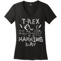 T Rex Manning Day Retro 90s Women's V-Neck T-Shirt