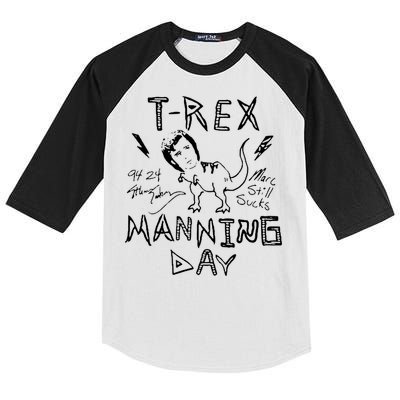 T Rex Manning Day Retro 90s Kids Colorblock Raglan Jersey