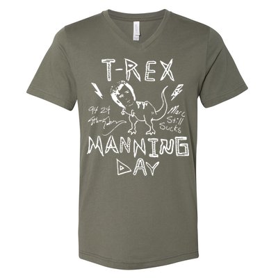 T Rex Manning Day Retro 90s V-Neck T-Shirt