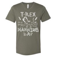 T Rex Manning Day Retro 90s V-Neck T-Shirt