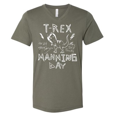 T Rex Manning Day Retro 90s V-Neck T-Shirt