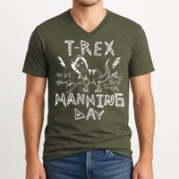 T Rex Manning Day Retro 90s V-Neck T-Shirt