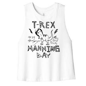 T Rex Manning Day Retro 90s Women's Racerback Cropped Tank