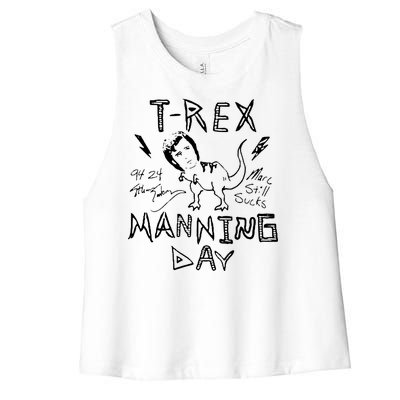 T Rex Manning Day Retro 90s Women's Racerback Cropped Tank