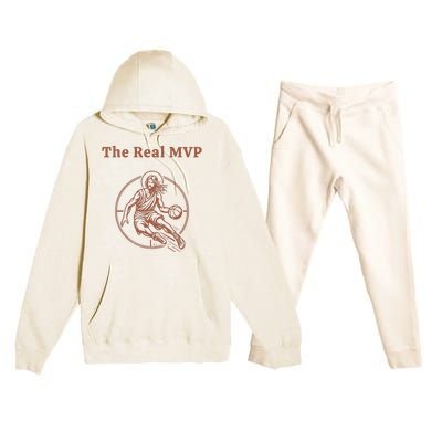 The Real Mvp Funny Jesus Premium Hooded Sweatsuit Set