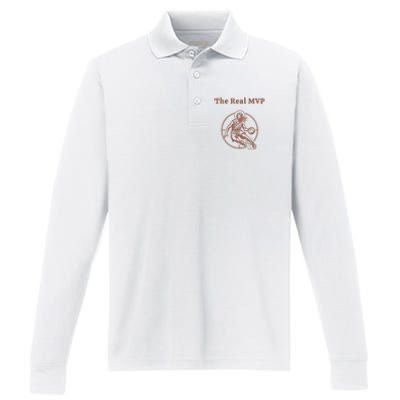 The Real Mvp Funny Jesus Performance Long Sleeve Polo