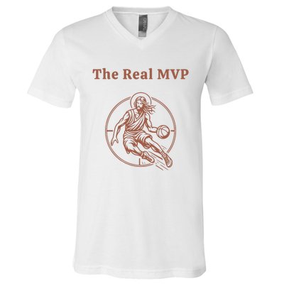 The Real Mvp Funny Jesus V-Neck T-Shirt