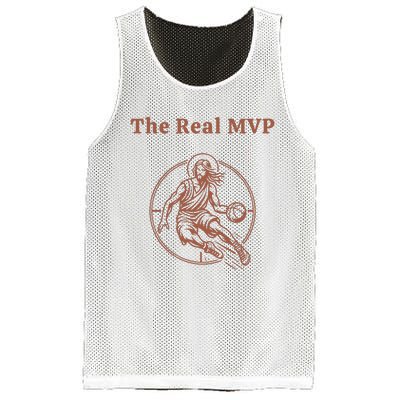 The Real Mvp Funny Jesus Mesh Reversible Basketball Jersey Tank