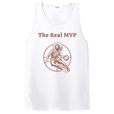 The Real Mvp Funny Jesus PosiCharge Competitor Tank