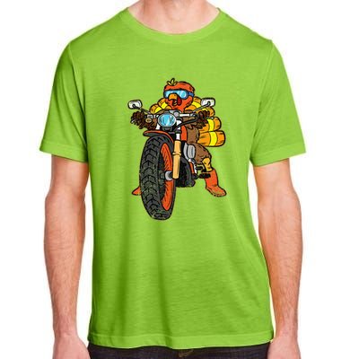 Turkey Riding Motorcycle Thanksgiving Day Cool Biker Rider Adult ChromaSoft Performance T-Shirt