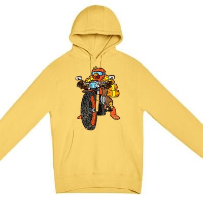 Turkey Riding Motorcycle Thanksgiving Day Cool Biker Rider Premium Pullover Hoodie