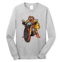 Turkey Riding Motorcycle Thanksgiving Day Cool Biker Rider Long Sleeve Shirt