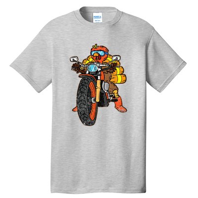 Turkey Riding Motorcycle Thanksgiving Day Cool Biker Rider Tall T-Shirt