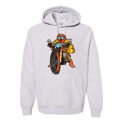 Turkey Riding Motorcycle Thanksgiving Day Cool Biker Rider Premium Hoodie