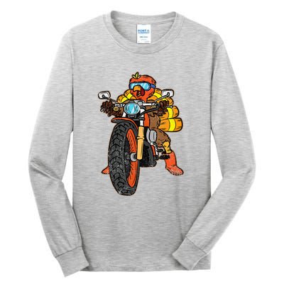 Turkey Riding Motorcycle Thanksgiving Day Cool Biker Rider Tall Long Sleeve T-Shirt