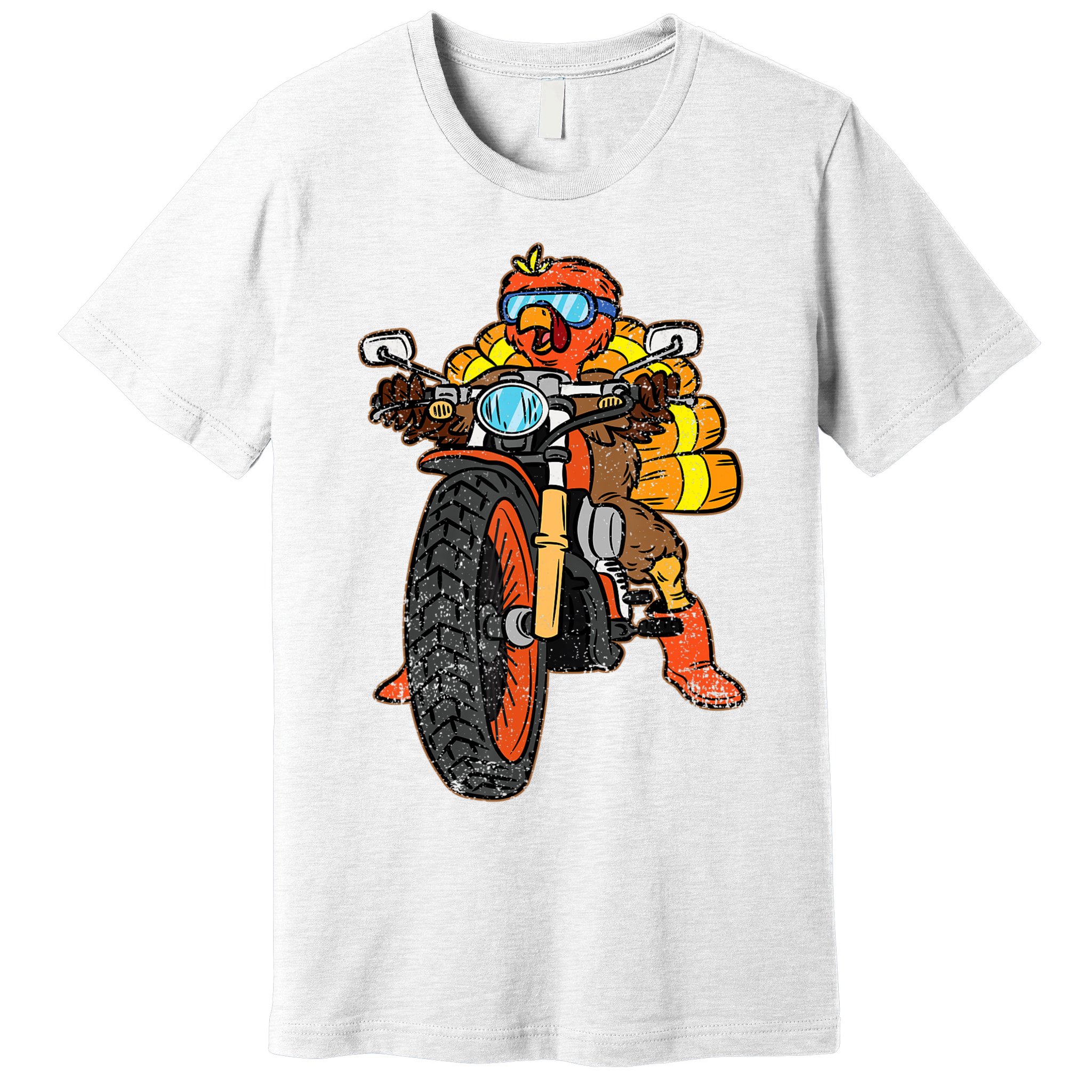 Turkey Riding Motorcycle Thanksgiving Day Cool Biker Rider Premium T-Shirt
