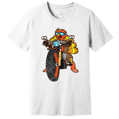 Turkey Riding Motorcycle Thanksgiving Day Cool Biker Rider Premium T-Shirt