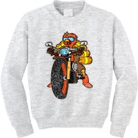 Turkey Riding Motorcycle Thanksgiving Day Cool Biker Rider Kids Sweatshirt