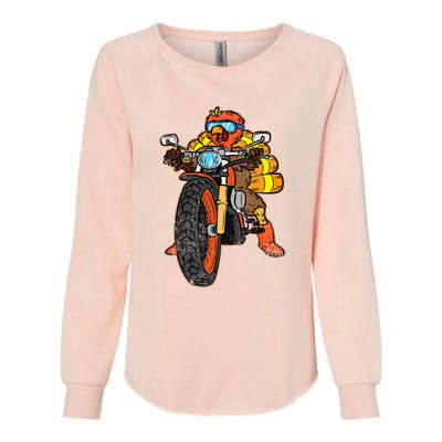 Turkey Riding Motorcycle Thanksgiving Day Cool Biker Rider Womens California Wash Sweatshirt