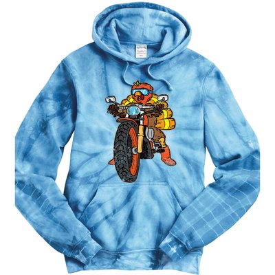 Turkey Riding Motorcycle Thanksgiving Day Cool Biker Rider Tie Dye Hoodie