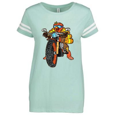 Turkey Riding Motorcycle Thanksgiving Day Cool Biker Rider Enza Ladies Jersey Football T-Shirt