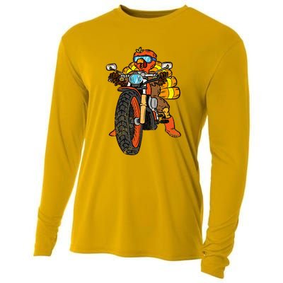 Turkey Riding Motorcycle Thanksgiving Day Cool Biker Rider Cooling Performance Long Sleeve Crew