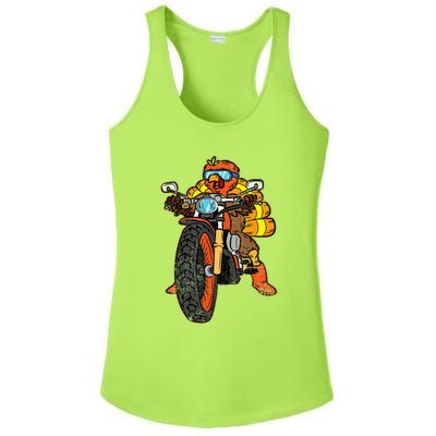 Turkey Riding Motorcycle Thanksgiving Day Cool Biker Rider Ladies PosiCharge Competitor Racerback Tank