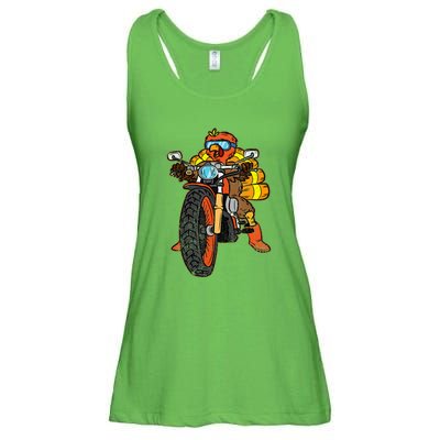 Turkey Riding Motorcycle Thanksgiving Day Cool Biker Rider Ladies Essential Flowy Tank