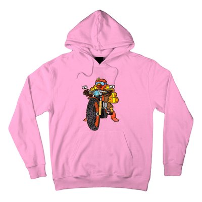 Turkey Riding Motorcycle Thanksgiving Day Cool Biker Rider Hoodie