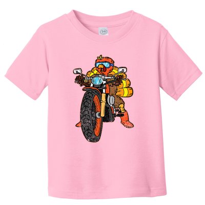 Turkey Riding Motorcycle Thanksgiving Day Cool Biker Rider Toddler T-Shirt