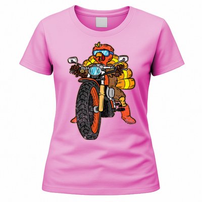 Turkey Riding Motorcycle Thanksgiving Day Cool Biker Rider Women's T-Shirt