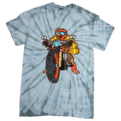 Turkey Riding Motorcycle Thanksgiving Day Cool Biker Rider Tie-Dye T-Shirt