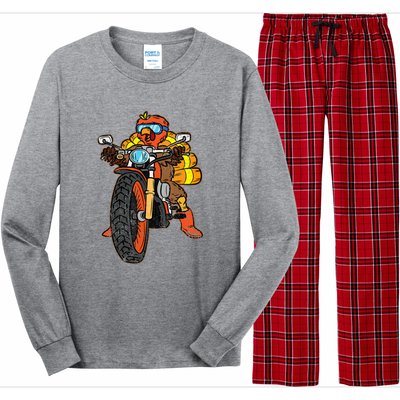 Turkey Riding Motorcycle Thanksgiving Day Cool Biker Rider Long Sleeve Pajama Set