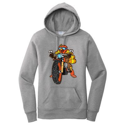 Turkey Riding Motorcycle Thanksgiving Day Cool Biker Rider Women's Pullover Hoodie