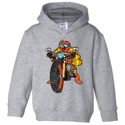 Turkey Riding Motorcycle Thanksgiving Day Cool Biker Rider Toddler Hoodie