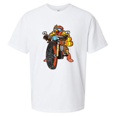 Turkey Riding Motorcycle Thanksgiving Day Cool Biker Rider Sueded Cloud Jersey T-Shirt