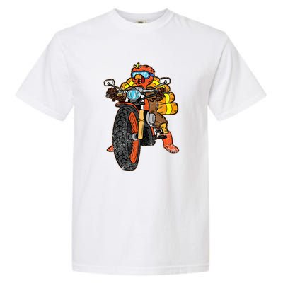 Turkey Riding Motorcycle Thanksgiving Day Cool Biker Rider Garment-Dyed Heavyweight T-Shirt