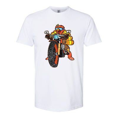 Turkey Riding Motorcycle Thanksgiving Day Cool Biker Rider Softstyle CVC T-Shirt