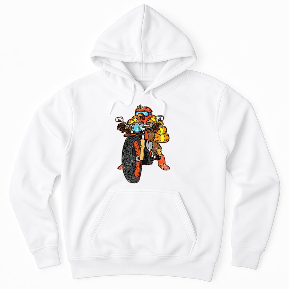 Turkey Riding Motorcycle Thanksgiving Day Cool Biker Rider Hoodie