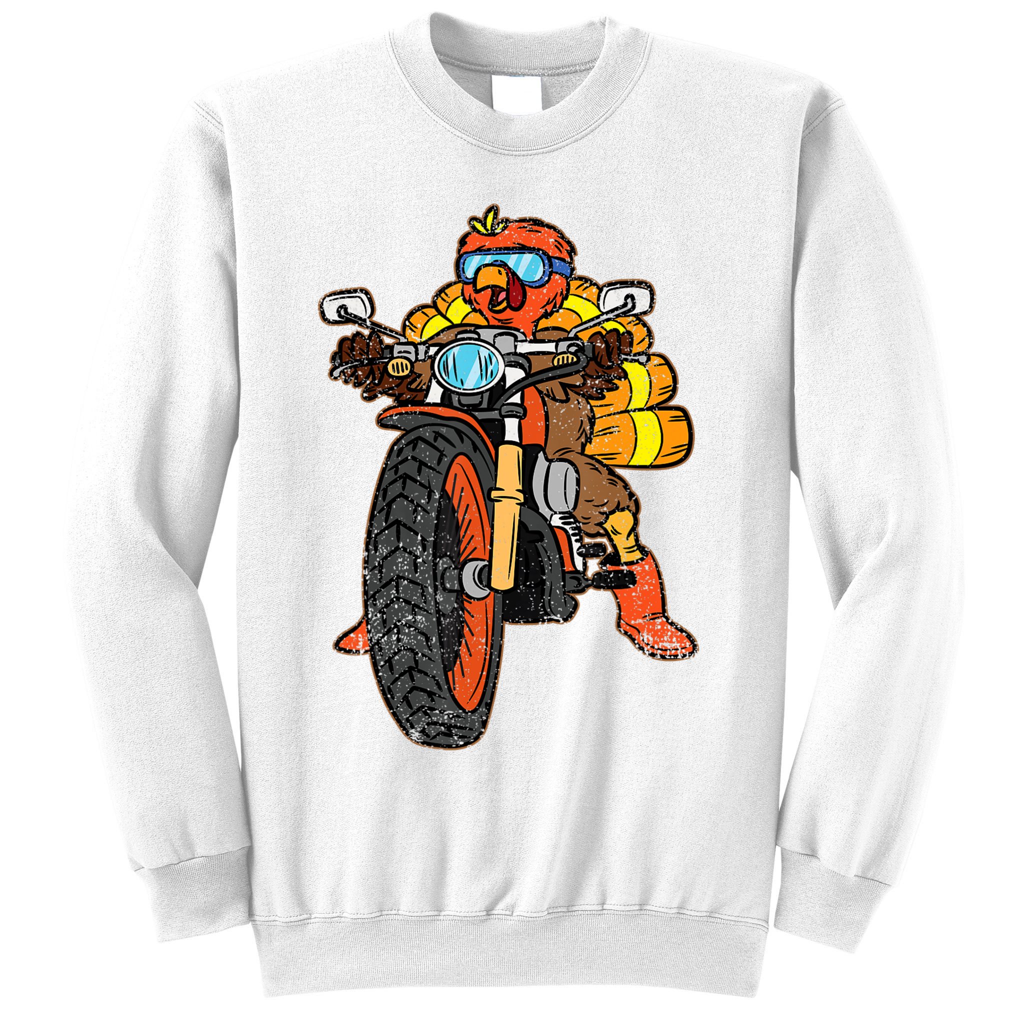 Turkey Riding Motorcycle Thanksgiving Day Cool Biker Rider Sweatshirt