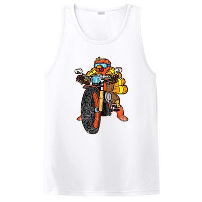 Turkey Riding Motorcycle Thanksgiving Day Cool Biker Rider PosiCharge Competitor Tank