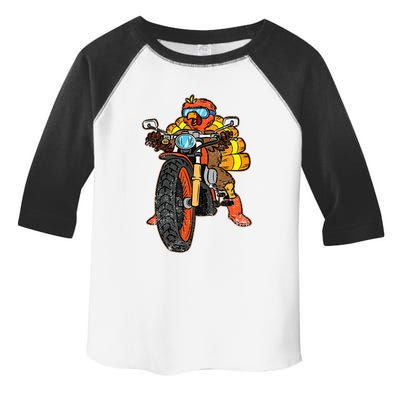 Turkey Riding Motorcycle Thanksgiving Day Cool Biker Rider Toddler Fine Jersey T-Shirt