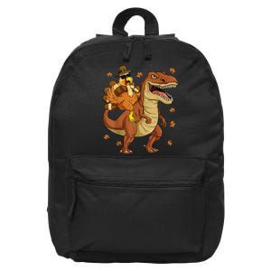 Turkey Riding Mummy Dinosaur T Rex Thanksgiving 16 in Basic Backpack