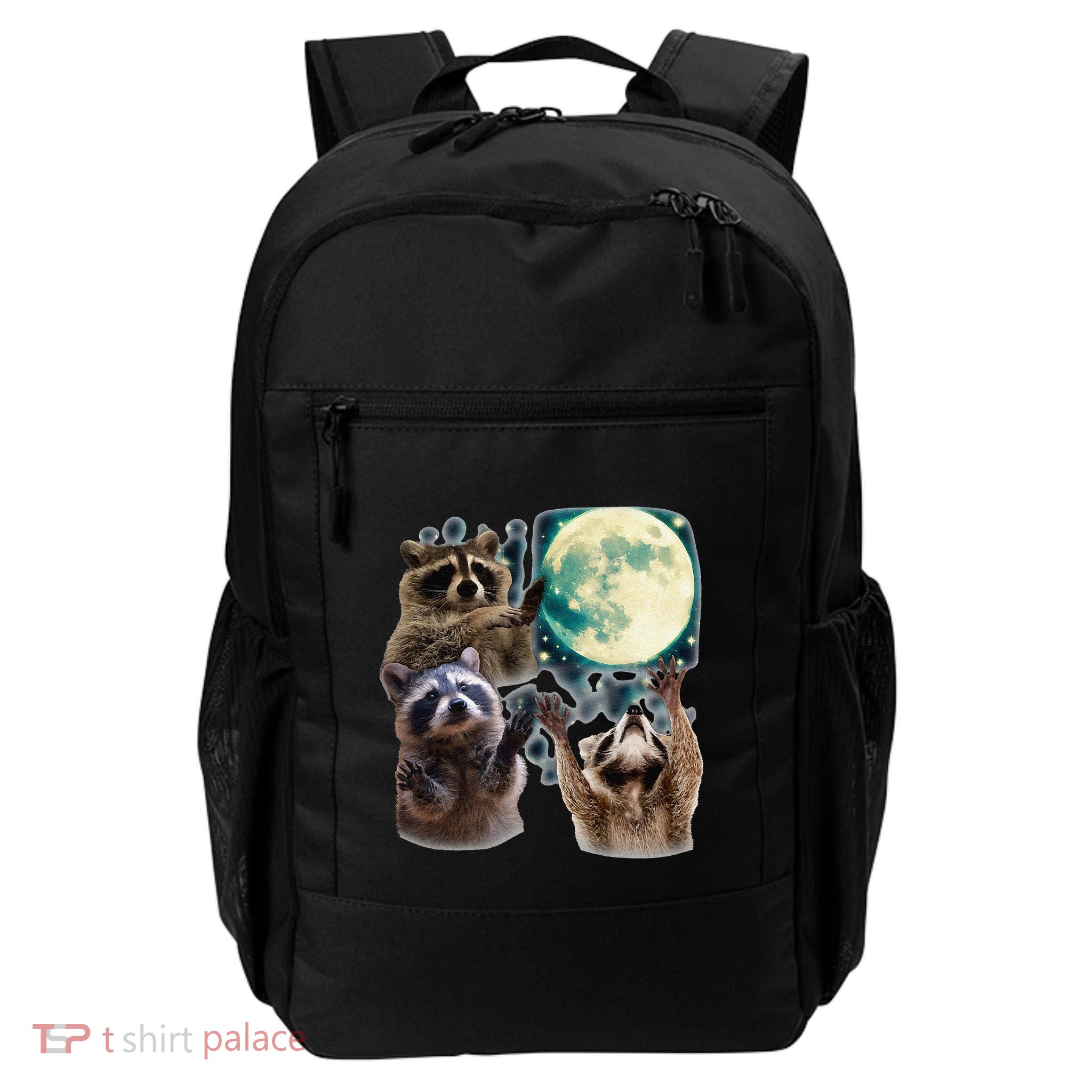 Three Raccoon Moon Funny Opossums Animal Lover Daily Commute Backpack