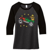 Tacos Riding Mexican Monster Truck Cinco De Mayo Women's Tri-Blend 3/4-Sleeve Raglan Shirt