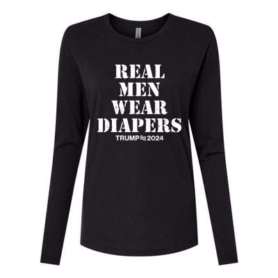 Trump Real Men Wear Diapers Trump 2024 Womens Cotton Relaxed Long Sleeve T-Shirt