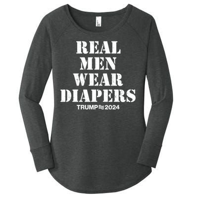 Trump Real Men Wear Diapers Trump 2024 Women's Perfect Tri Tunic Long Sleeve Shirt