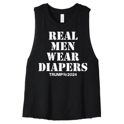 Trump Real Men Wear Diapers Trump 2024 Women's Racerback Cropped Tank